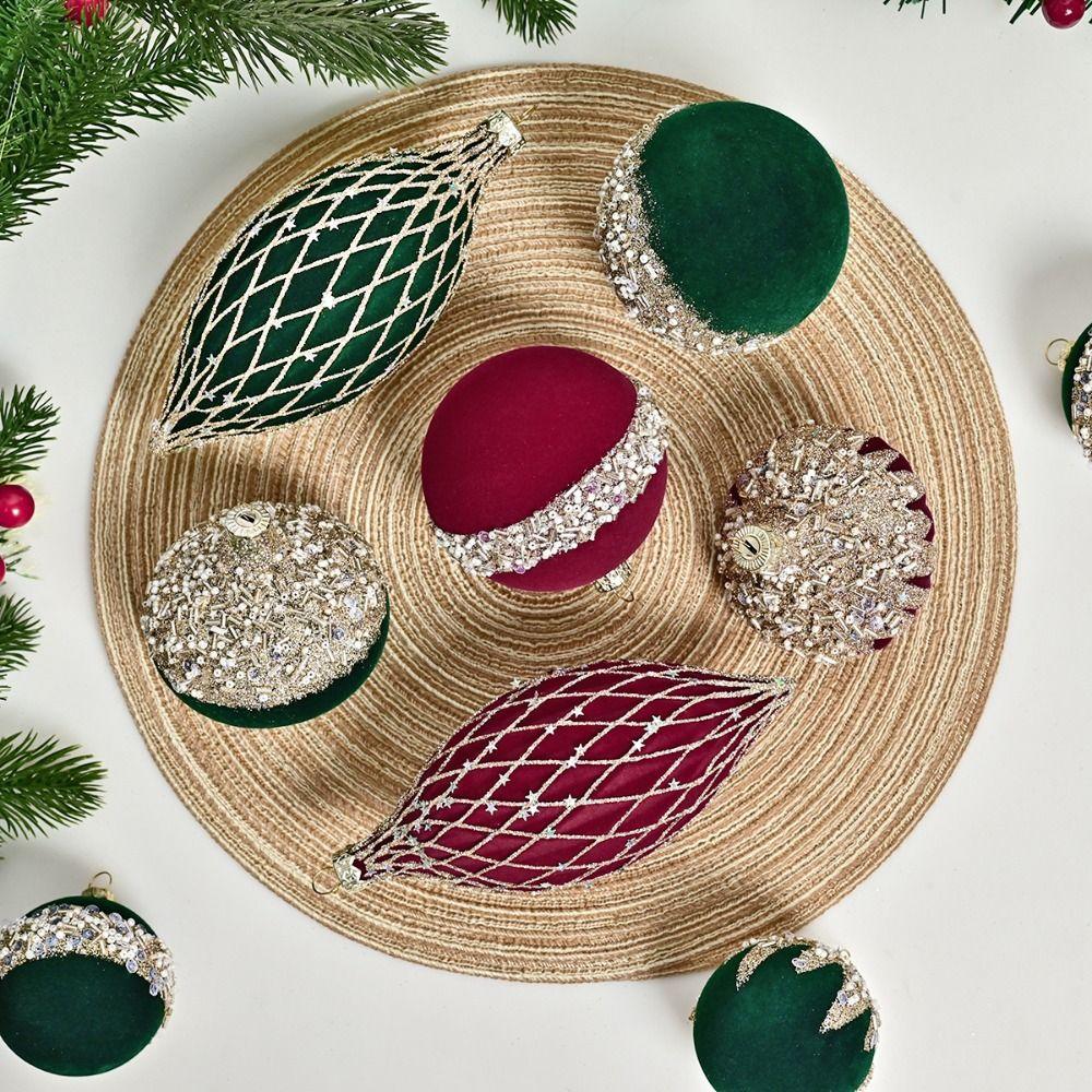 Flocking Christmas Tree Ornament Plastic Painted Ball Christmas Decorations New Year