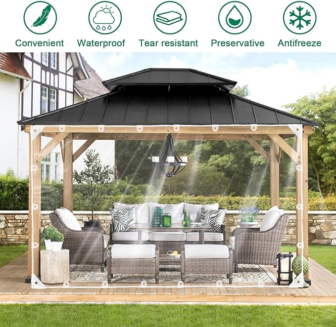 Tarpaulin, Waterproof, Heavy-Duty, Improved Resistant PVC, Transparent, Thick 400 G/M², For Outdoor