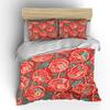Red flowers with blue background Print Soft Comfortable Duvet Cover Bedding Set Included 1*Duvet Cover 2*Pillowcases
