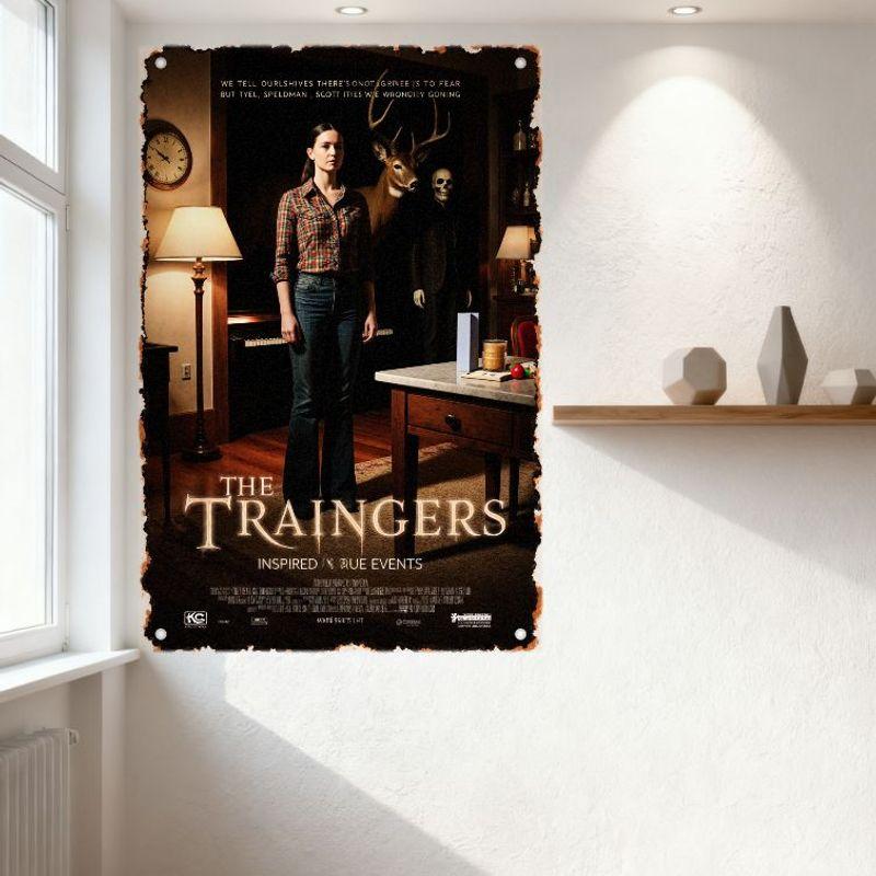 The Trainers Movie Poster Inspired by True Events Vintage Metal Tin Sign, Horror Thriller Wall Plaque for Bar Man Cave Home Deco