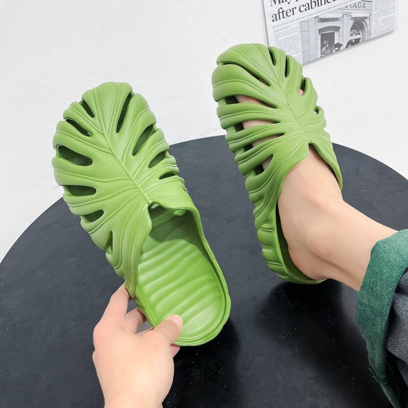 Ciabatte Zoccoli in EVA con Design a Foglia di Monstera per Uomo Donna Sandali Traspiranti Traforati con Suola Spessa per Uso Interno Esterno