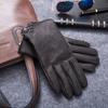 Goatskin Men'S Gloves, Warm In Autumn And Winter, Piled And Thickened, Windproof, Imitation Deerskin Pattern, Sheepskin, Driving Riding Motorcycles