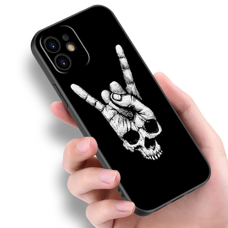 Husă Rock And Roll Cool skull pentru Apple iPhone 14 13 12 Mini 11 Pro Max 7 8 XR X XS 7 8 Plus SE 2020 2022 Husă moale neagră