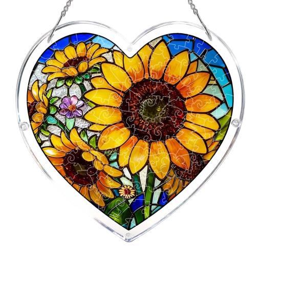Bookish Acrylic Puzzle Suncatcher, Stained Glass Style Window Hanging Ornament, Hummingbird Floral Book DIY Sun Catcher Kit for Home Decor,
