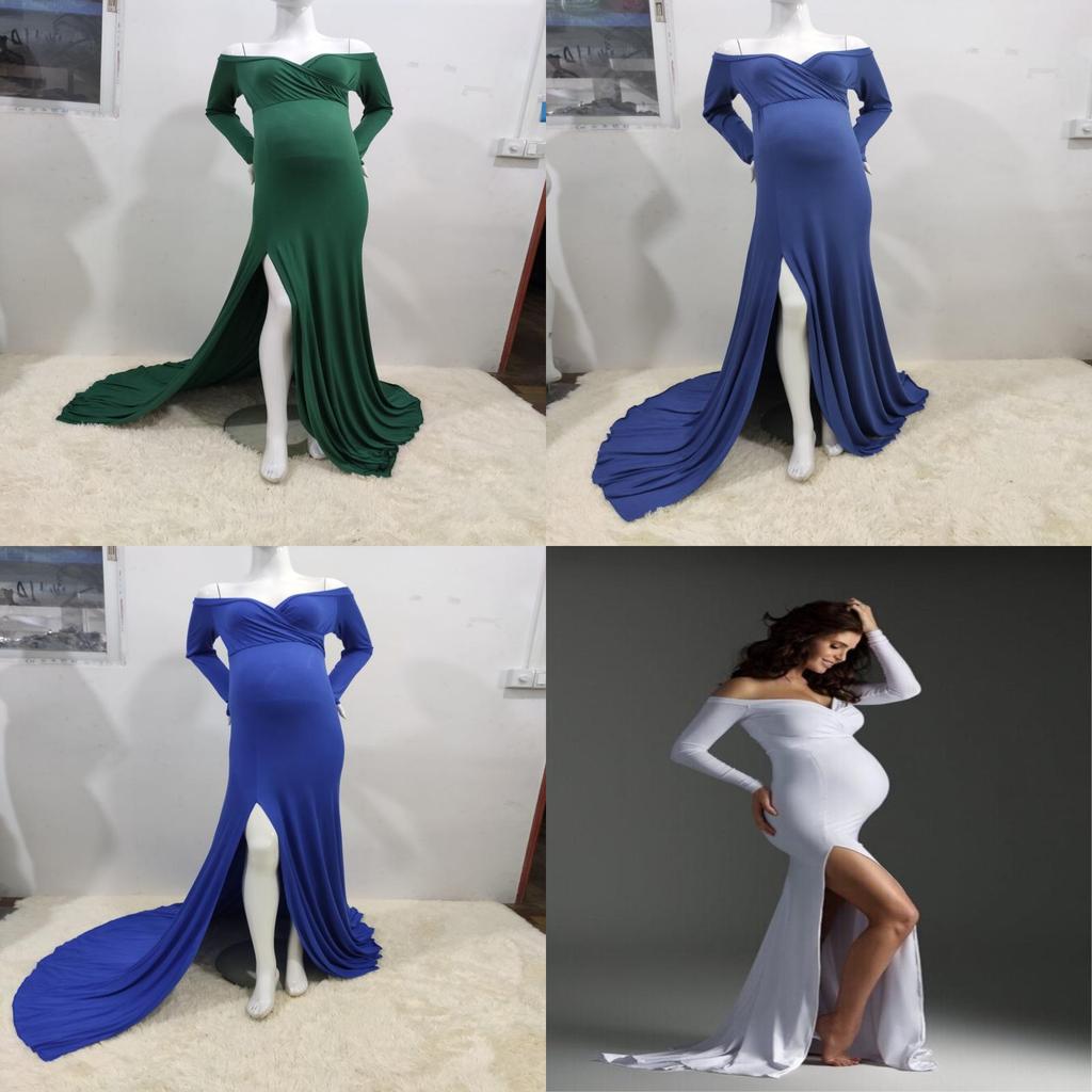 Cotton Maternity Dress With V Neck And Slit Hem For Pregnant Women Summer Street Style