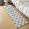 Korean Retro Style Plaid Flocking Non-Slip Bedroom and Study Carpet