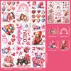 71Pcs/Set Valentine's Day Window Cling Waterproof PVC Cartoon Gnome Love Heart