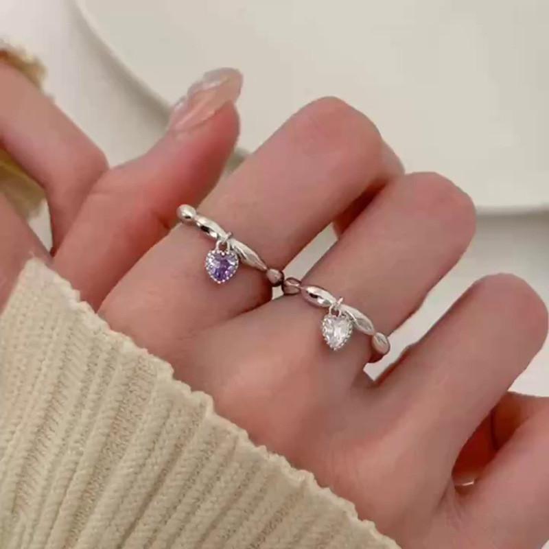 2023 Trendy Heart Shaped Adjustable Finger Ring For Women In Fresh And Style Sweet