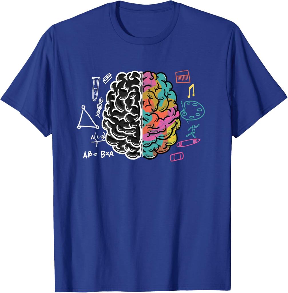 Brain Left Right Logic Art Graphic Tee Men Science Physician Neurologist Gift Casual T-Shirt