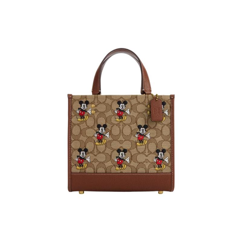 

COACH handbag Dempsey 22 solid color detachable shoulder strap with snap buckle, fabric with leather, music bag, tote bag, tote bag, shopping bag коричневий