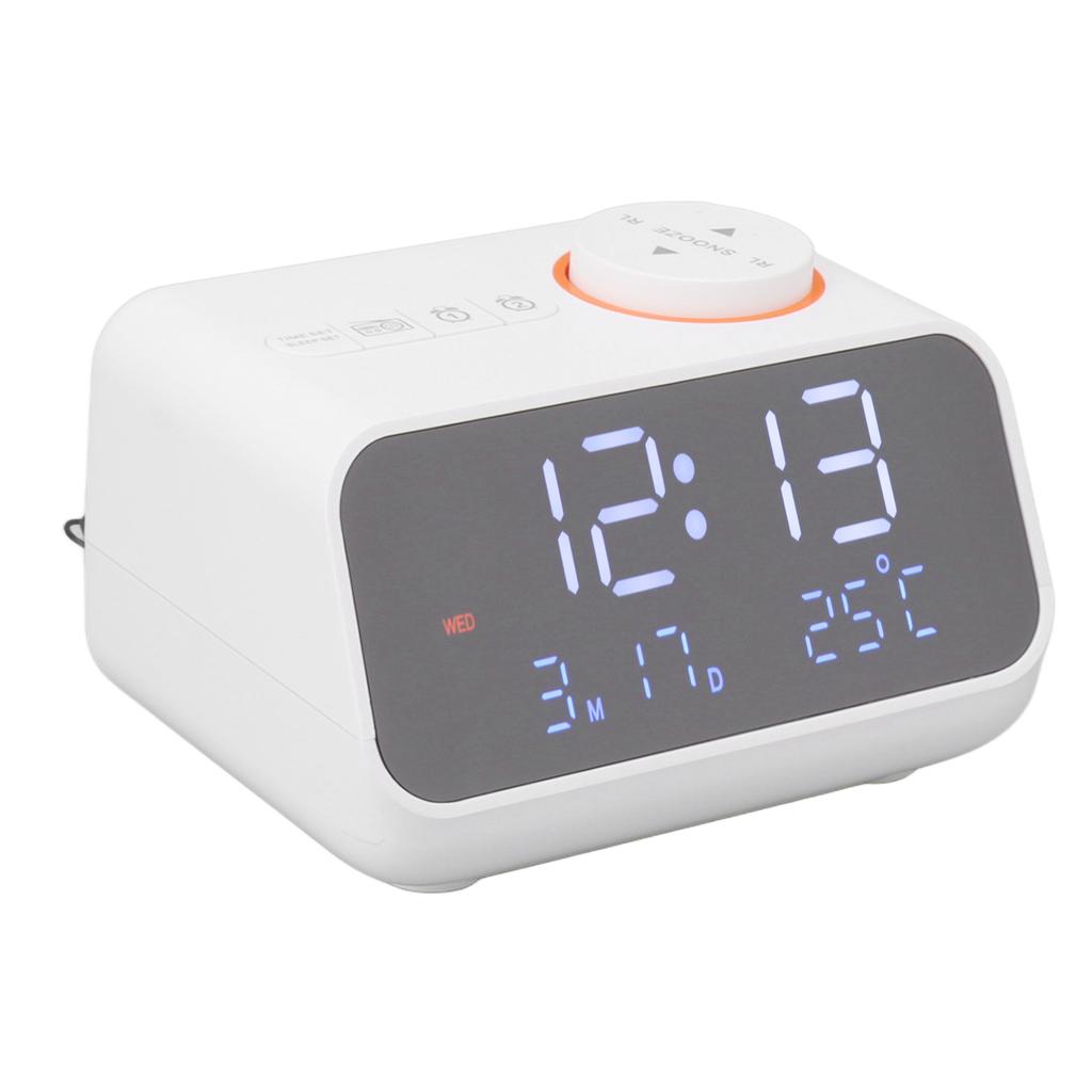 Alarm Clock Radio LED Digital Alarm Clock with FM Radio Music Temperature Humidity Display for Home