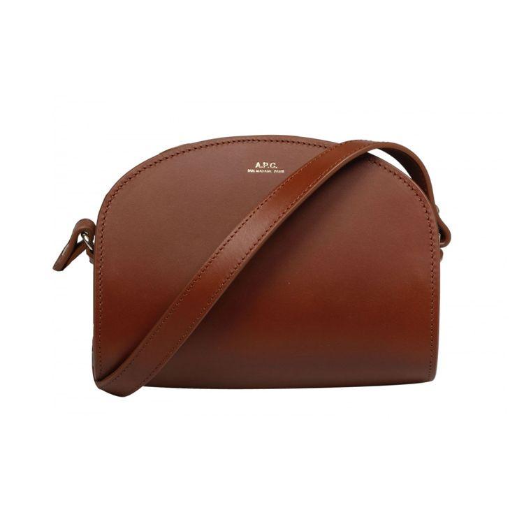 A.P.C Half Moon Leather Crossbody Bag Mini Women bags Brown PXAWV-F61392 Basic Set (Bag+Dust Bag)