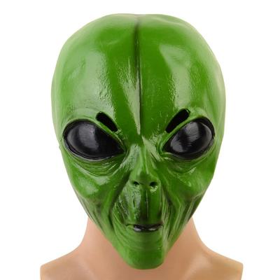 Realistic Latex Green Alien Head Mask, Halloween, Christmas Holiday Decorations, Bar Shows, Rave Party Performance Costume A