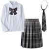 High School Girl Uniform 48cm and Perfect for Amusement and Cultural Festivals Ash Long Size [SYRHSYB] 4-Piece Set, Skirt, Shirt, Tie, Ribbon,