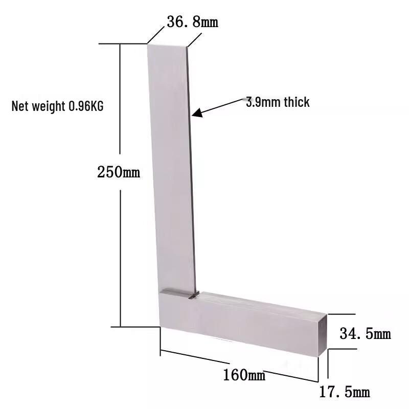 Yuduo High-Precision Wide Base Carbon Steel Angle Square 250X160mm
