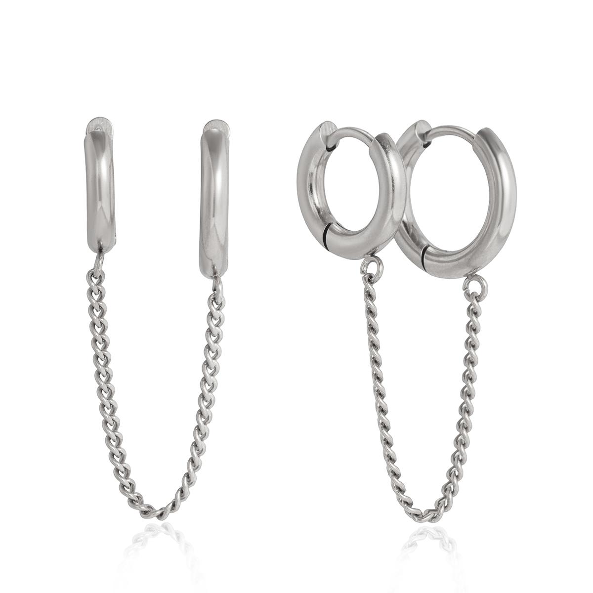 

New Arrivals Double Daily Hoop Tassel Earrings for Women 18K PVD Plated Texture Attractive Jewelry Waterproof