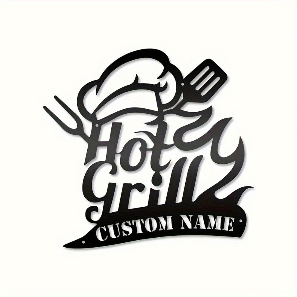 Personalized BBQ Name Sign Metal Wall Art Boho Home Garden Decor