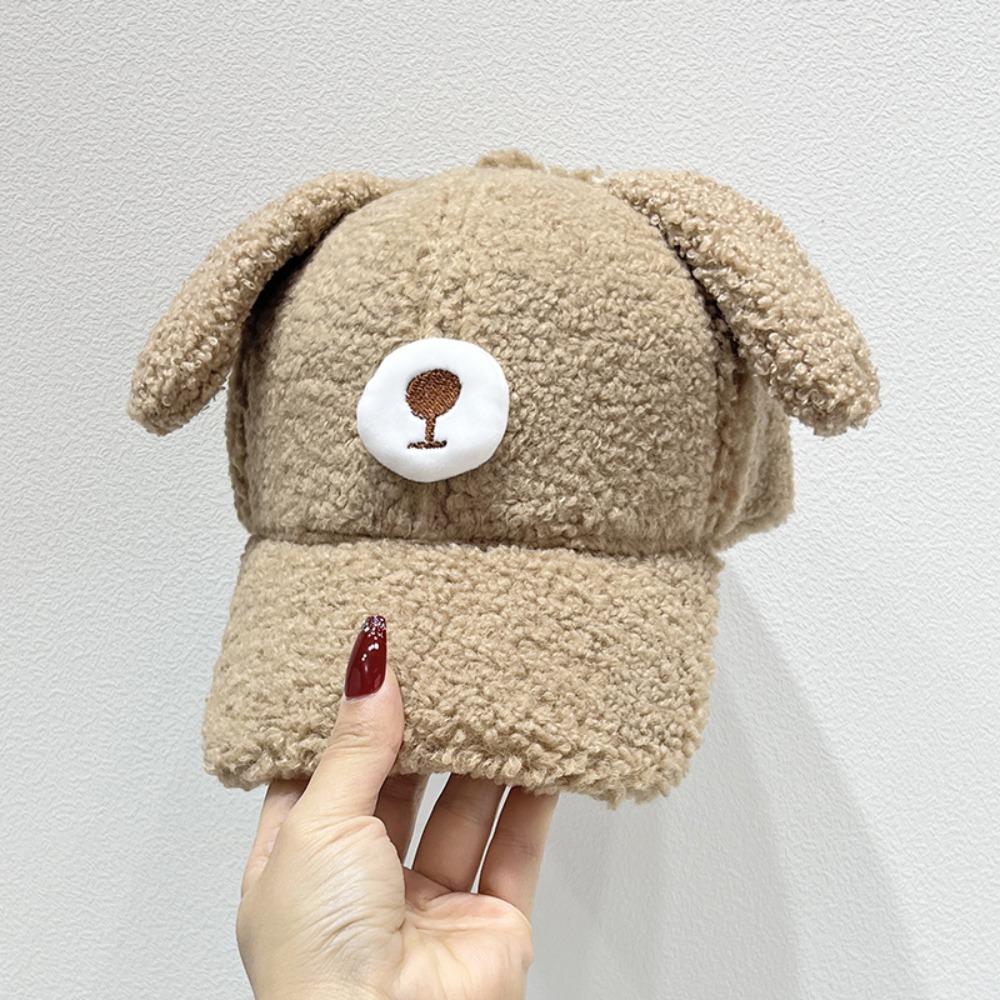 Doggie Ear Lamb Wool Baseball Cap Thicken Winter Peaked Cap Cute Puppy Baseball Hat Outdoor
