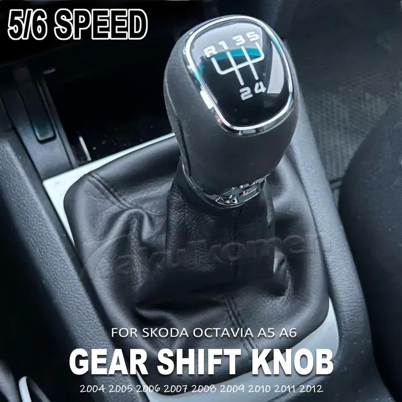Car Manual Gear Stick Shift Knob Gearbox Shift Knob Boot For Skoda Octavia A5 A6 2004 - 2012 Gearbox Handle Gear Lever Knob