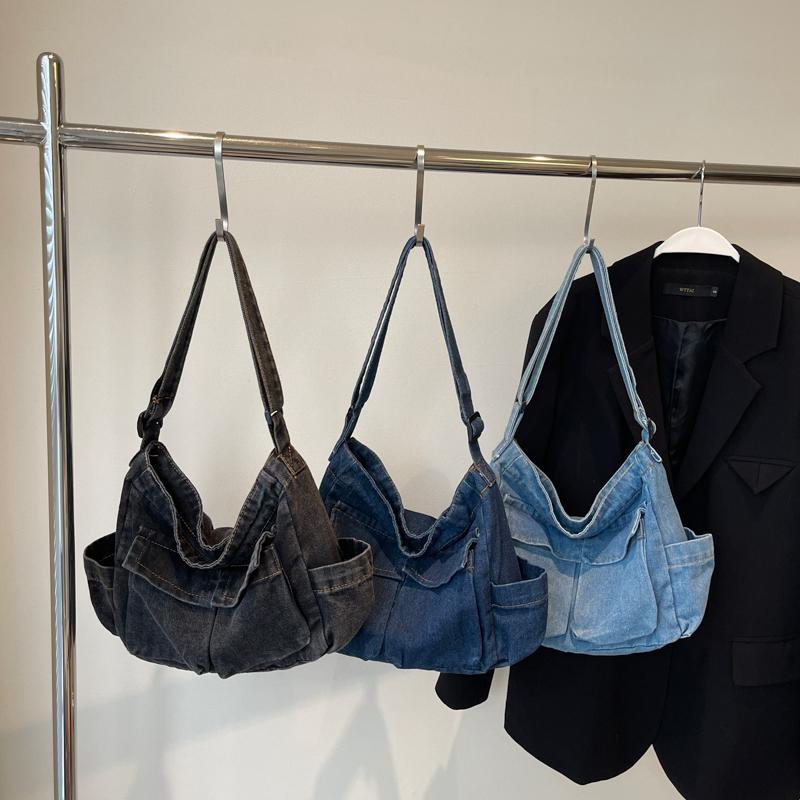 Women's Large Capacity Commuter Tote Bag Denim Shoulder Crossbody Bag