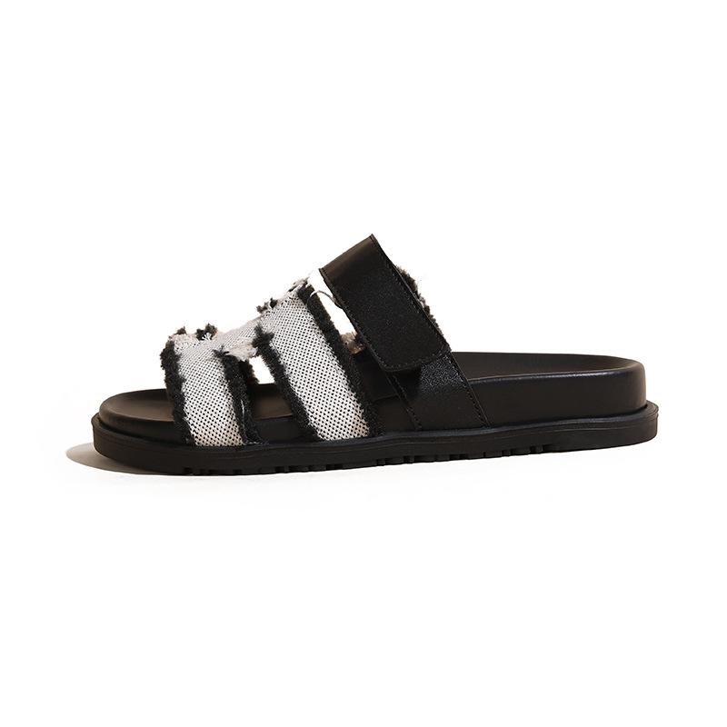 Second uncle slippers women's summer wear 2025 new Velcro platform fashionable sandals Internet celebrity beach cool slippers women