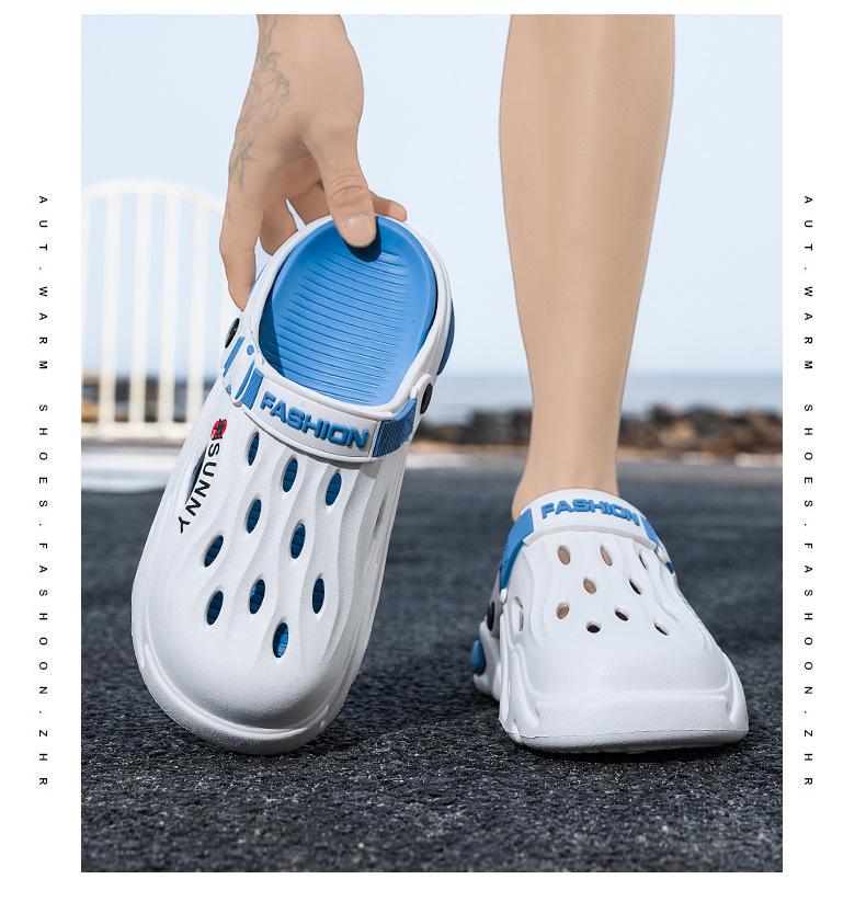 Men's Outdoor Thick-Soled Casual Sandals: Non-Slip Hole Shoes & Slippers for Beach or Autumn Wear