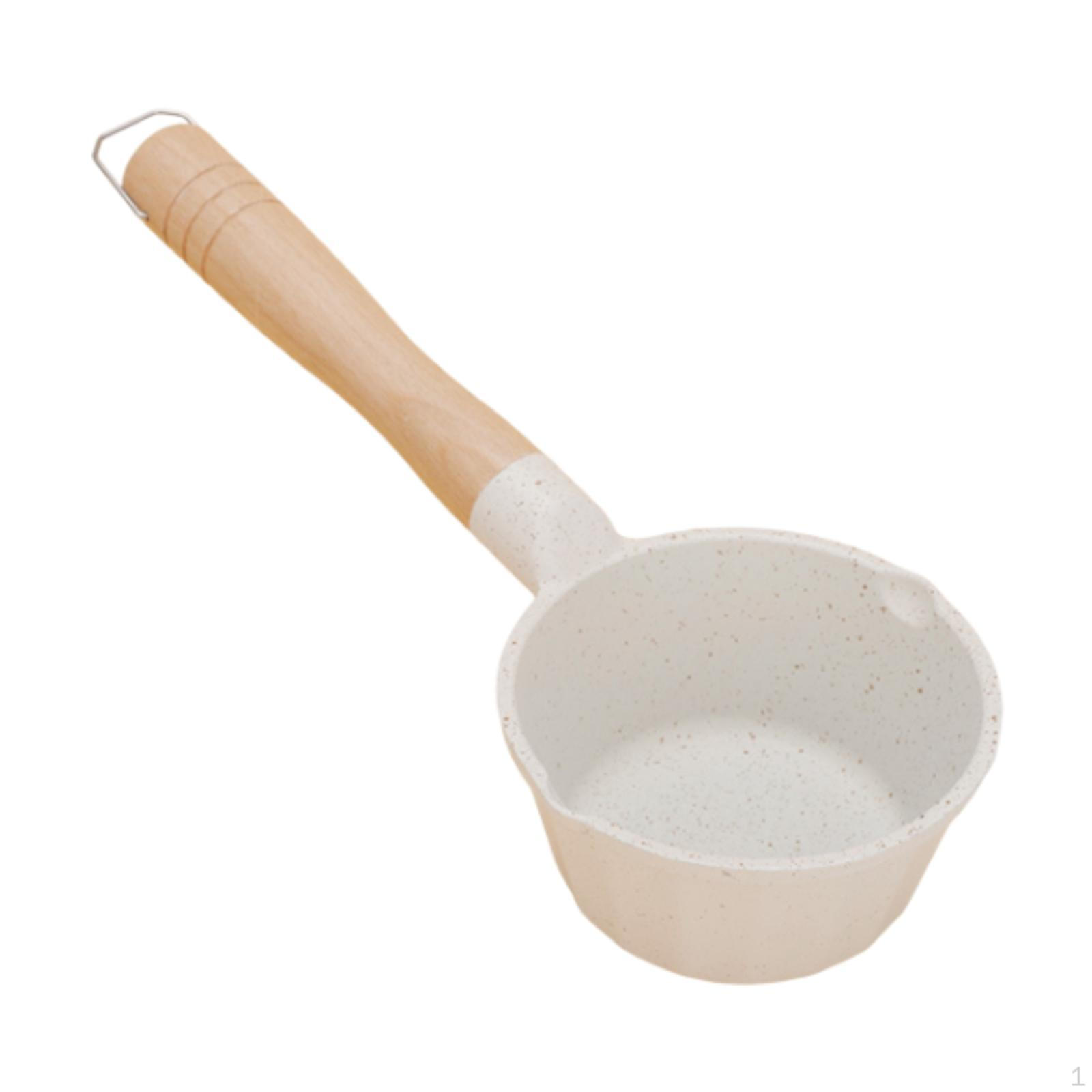 

Подогреватель масла для молока, плоская кастрюля для масла, 11 см, 280 мл, с деревянной ручкой, мини-кастрюля с антипригарным покрытием для газовых плит белый