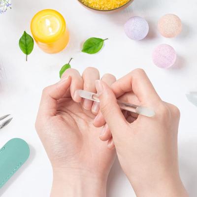 2 Pezzi/Set Spingicuticole in Vetro Lima per Unghie Facile Pulizia Bastoncino per Manicure in Vetro a Doppia Faccia con Custodia in Similpelle Strumento Rimozione Cuticole