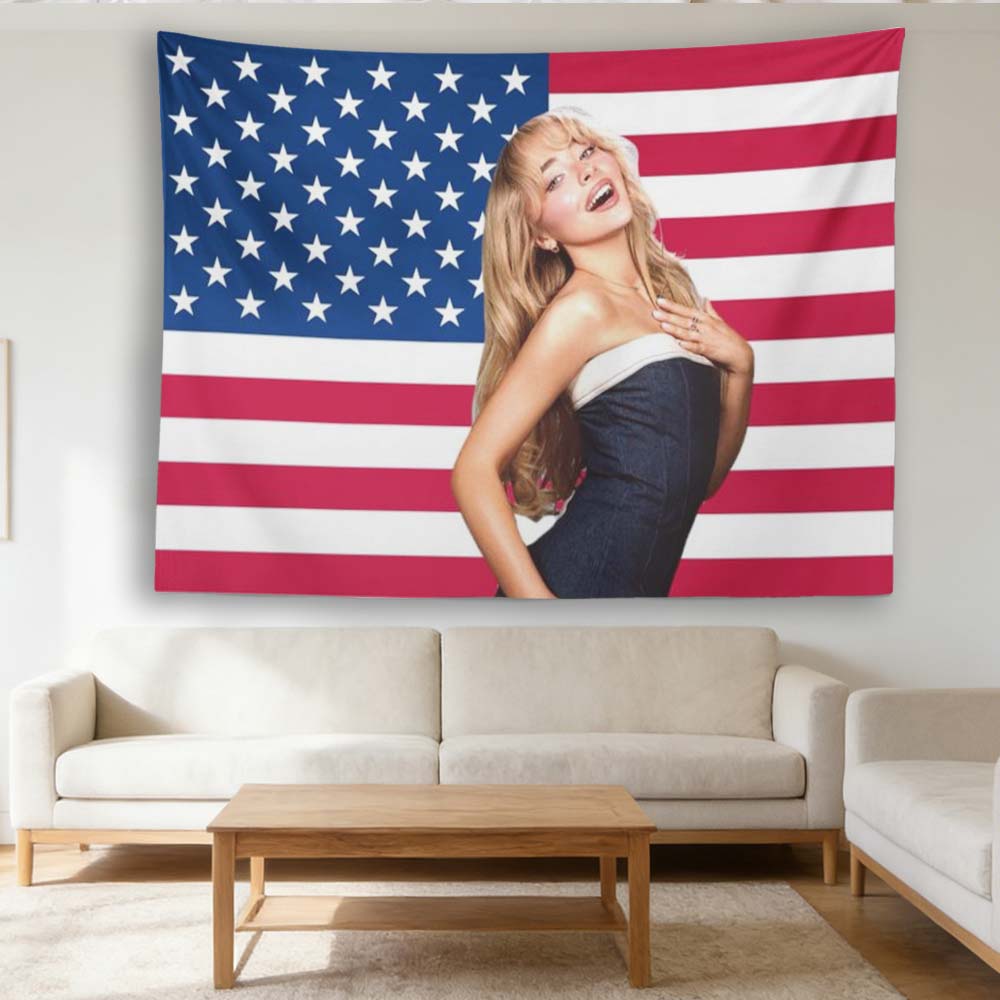 1pc Sabrina Pink White American Flag Tapestry Vibrant Stars Stripes Soft Wall Hanging for Room Decor