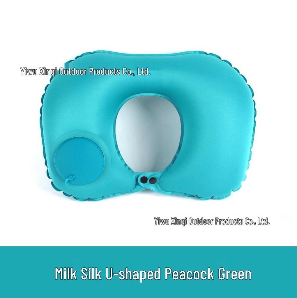 Inflatable U-Shaped Velvet Neck Pillow - Travel Essential, Foldable & Portable