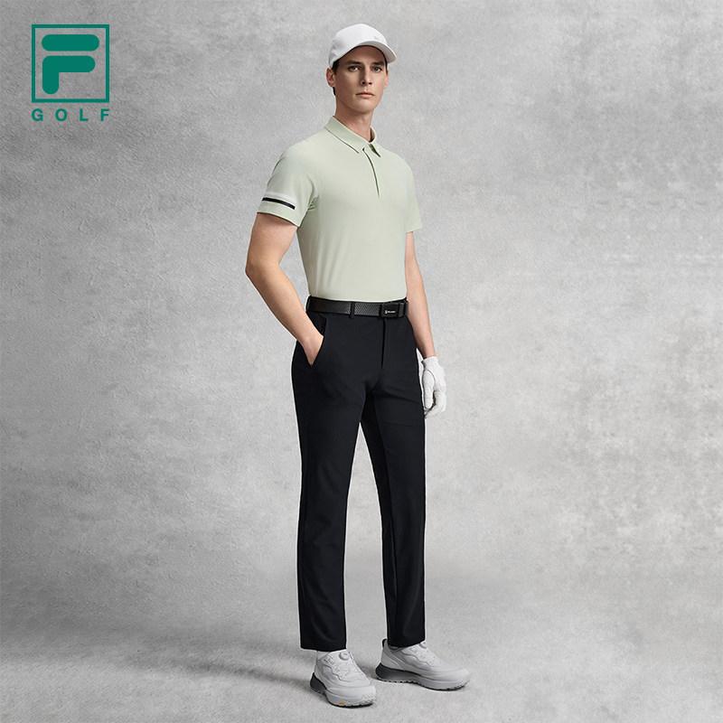 FILA Golf Series Fashion Simple Basic Sports Training Golf Versatile Comfortable Knitted Short Sleeve Polo Shirt Men tops Green A11M625102FLG