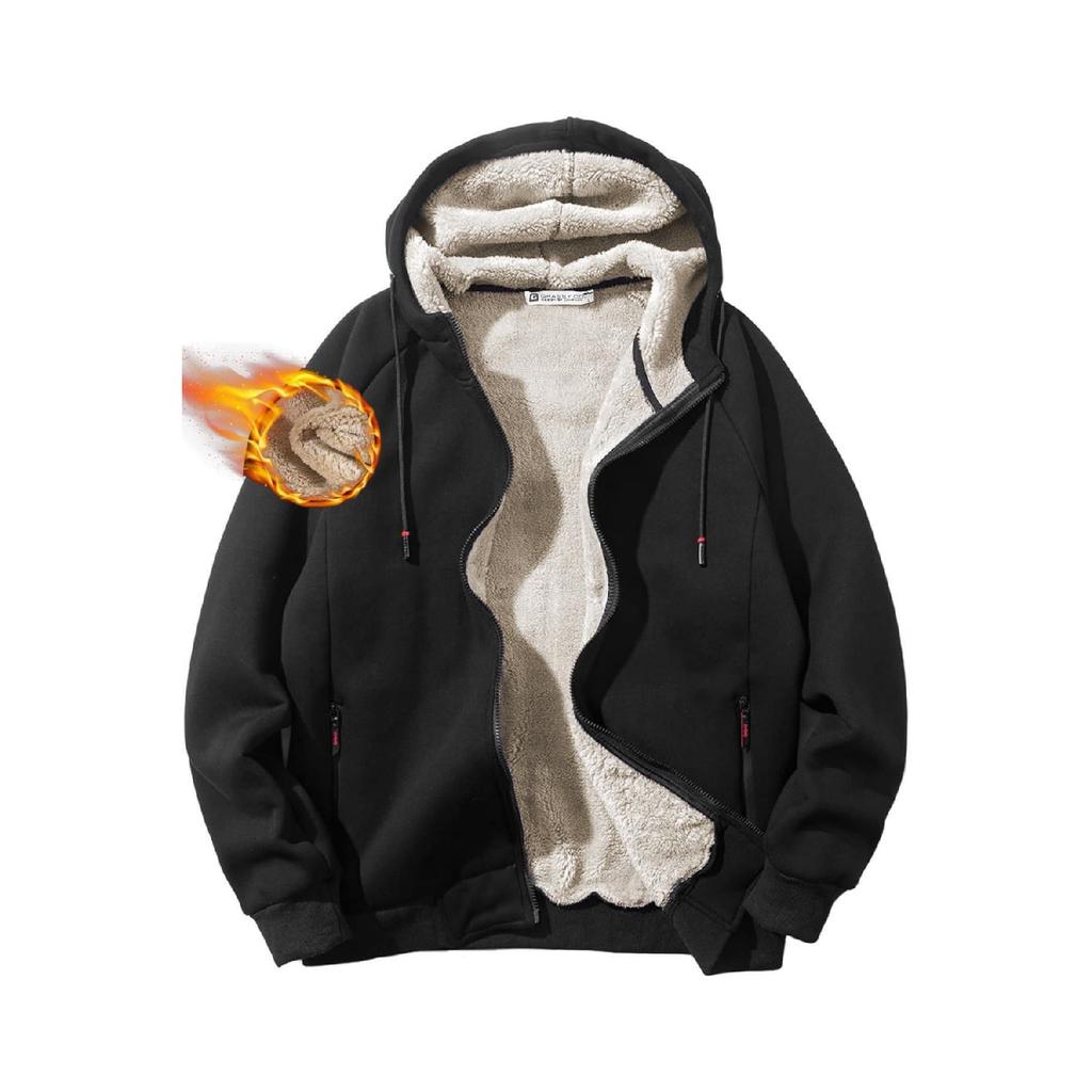 Ghassy Co.. Men's Ultra Thermal Sherpa Lined Hooded Winter Sweatshirt With Zipper Pocket