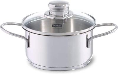 Fissler Double Handed Pot Snacky Casserole Silver 14cm with Glass Lid Stainless Steel Heat Resistant IH Compatible Japanese [Authorized Product]