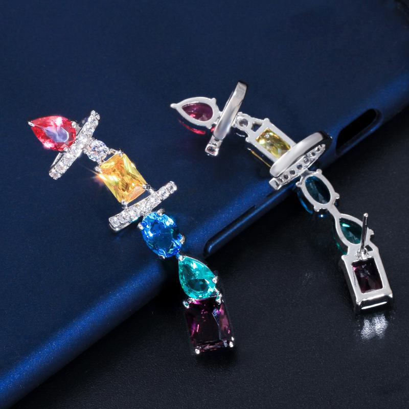 E0270 Wind Personality Temperament Earrings, High-End 3A Color Zircon Earrings