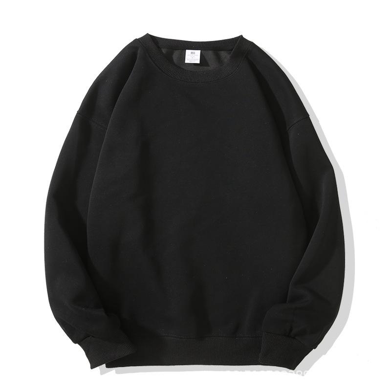 Europe and the United States new autumn and winter crew neck sweater women's top long sleeve white solid color loose girls spring and autumn models 