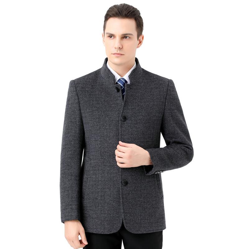 

Новая двусторонняя кашемировая куртка для мужчин, одежда для пап молодого и среднего возраста, зимняя шерстяная куртка, воротник-стойка 195