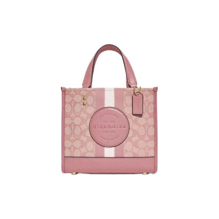 Coach Women's Dempsey 22 Classic Striped Signature Fabric And Leather Tote Bag Tote Smoky-Rose C8417-Imp1x