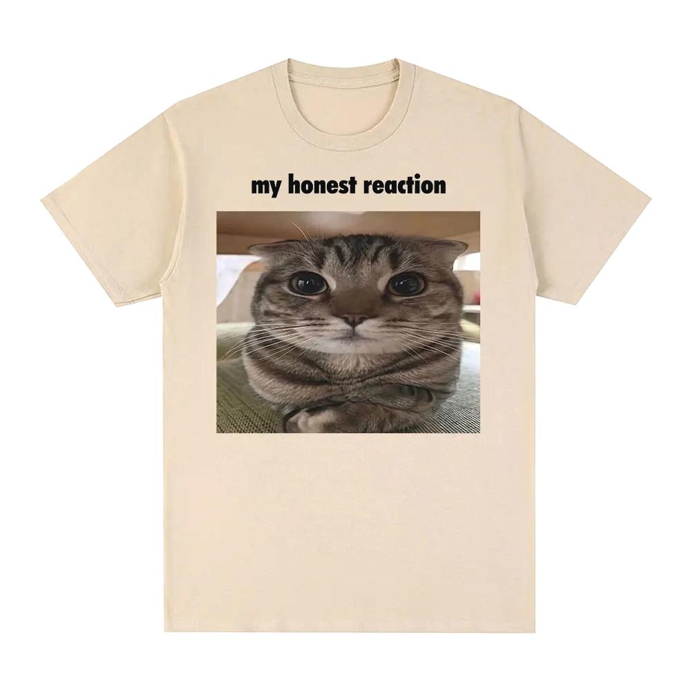 My Honest Reaction Funny Cat Meme TShirt Womens Clothing Fashion Harajuku Tshirts Casual Summer Short Sleeve T Shirt Tops S
