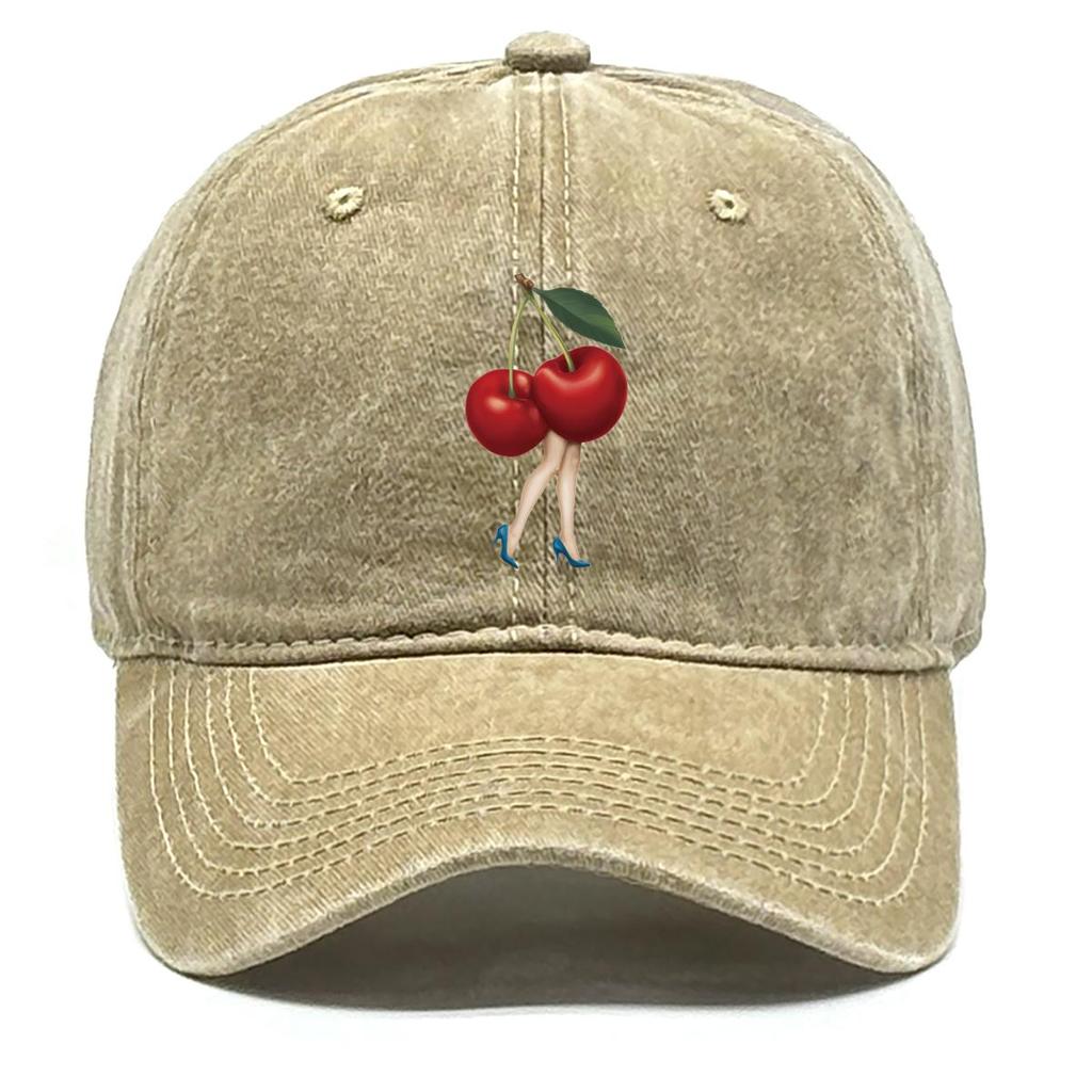 Kirsche High Heels Print Snapback Sonnenhut, Frucht Trucker Cap Solider Roher Schirm Sonnenschutz Sonnenblende Verstellbare Baseballkappe