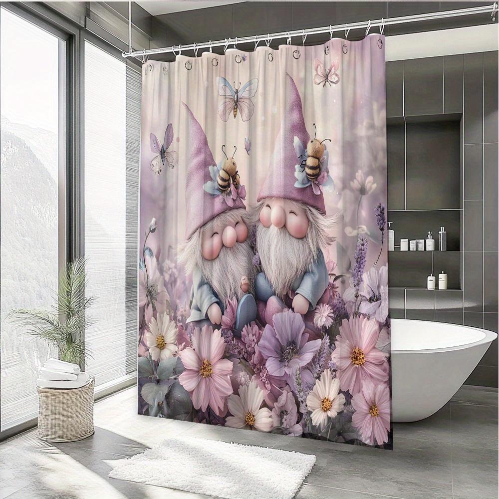 Cute Dwarf Butterfly Waterproof Shower Curtain, Suitable For Modern Bathroom Decoration, Stylish, Very Suitable For Family Use
