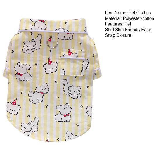 Pet Clothes with Cartoon Puppy Prints Soft Cotton-Feel with Easy Snap Closure Dog Shirt for Spring Summer