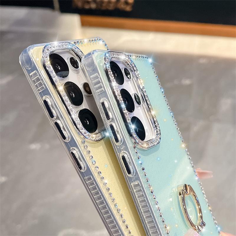 Side Diamond Glitter Powder Imd Hard Shell Suitable for Samsung S25S24S23 Ultra Diamond Ring Buckle Phone Case A16 A56