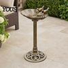 Ground Spike Bird Bath Pedestal Bath, Copper Resin Birdbaths Weather Resistant Floral Accents, Vintage Bronze Finish Garden Decor for