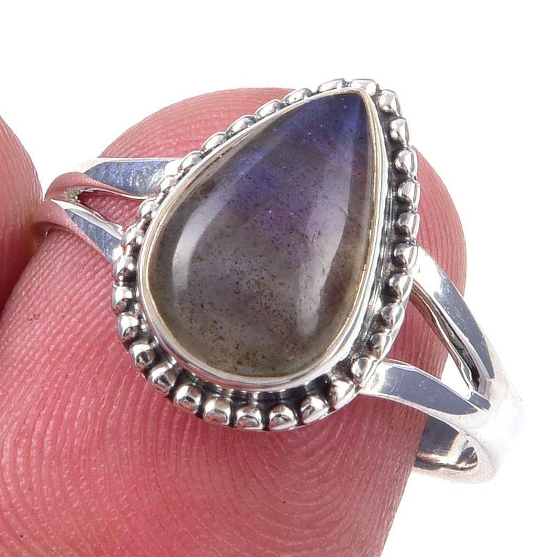 

Natural Labradorite Gemstone Handmade 925 Solid Sterling Silver Ring S.7.5 W3P59