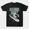Men Black Print T-shirt Superhero-Silver-Surf No-Cut Transfer Paper Print Cotton Tshirt