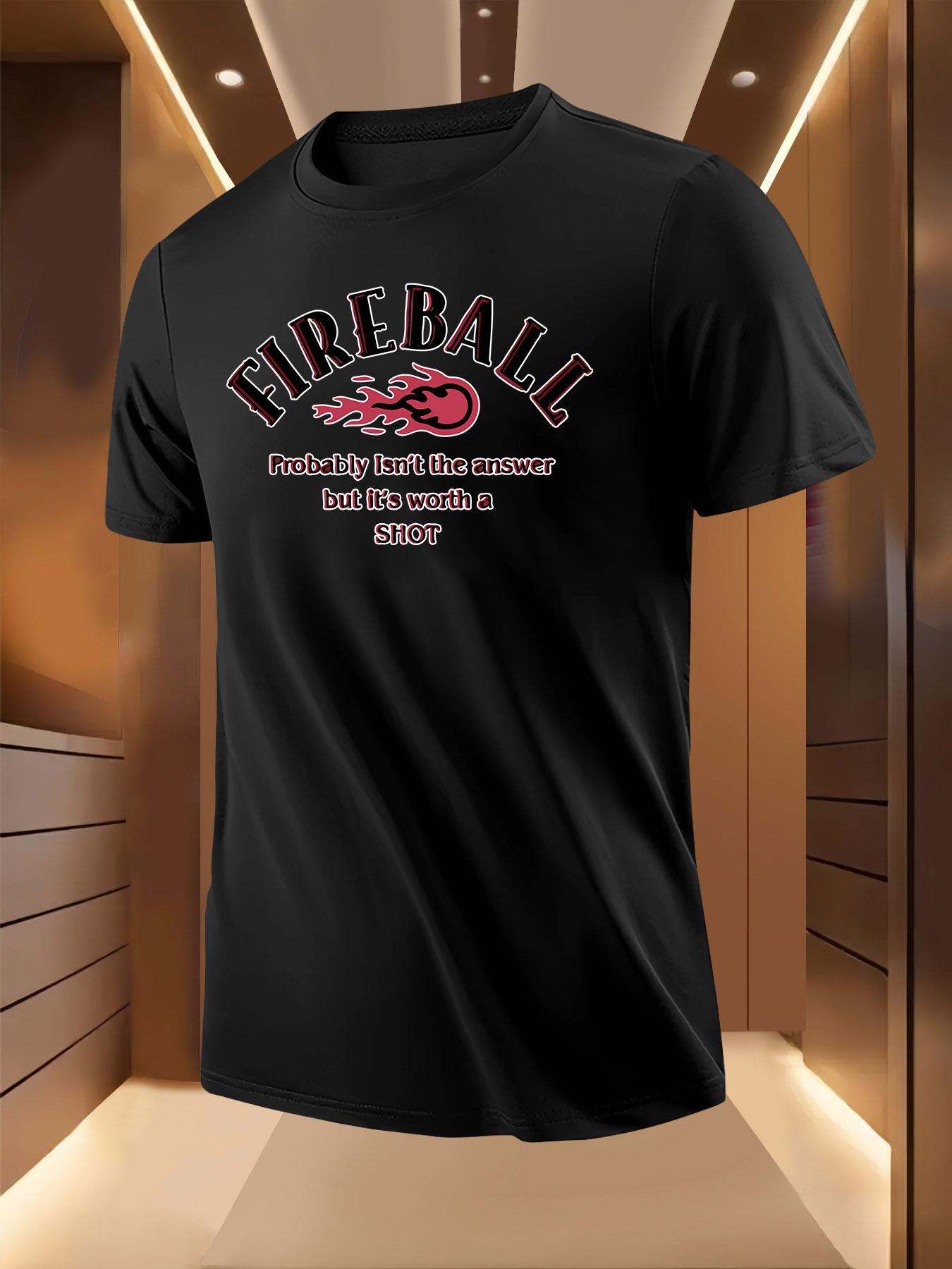 Flame Ball Graphic Tshirt - White Tee with Red Fireball D... XL