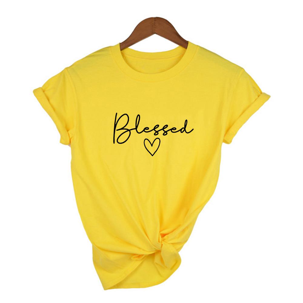 Blessed Letter Printed T Shirt Women Summer Short Sleeve Tshirt 90S Aesthetic Faith Tops Jesus