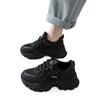 Black sneakers spring casual soft-soled platform running dad shoes