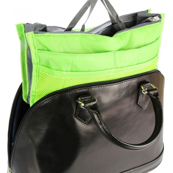 Organisateur de sac à main - SHOP-STORY - Vert - 100% nylon - 13 compartiments - Lavable en machine