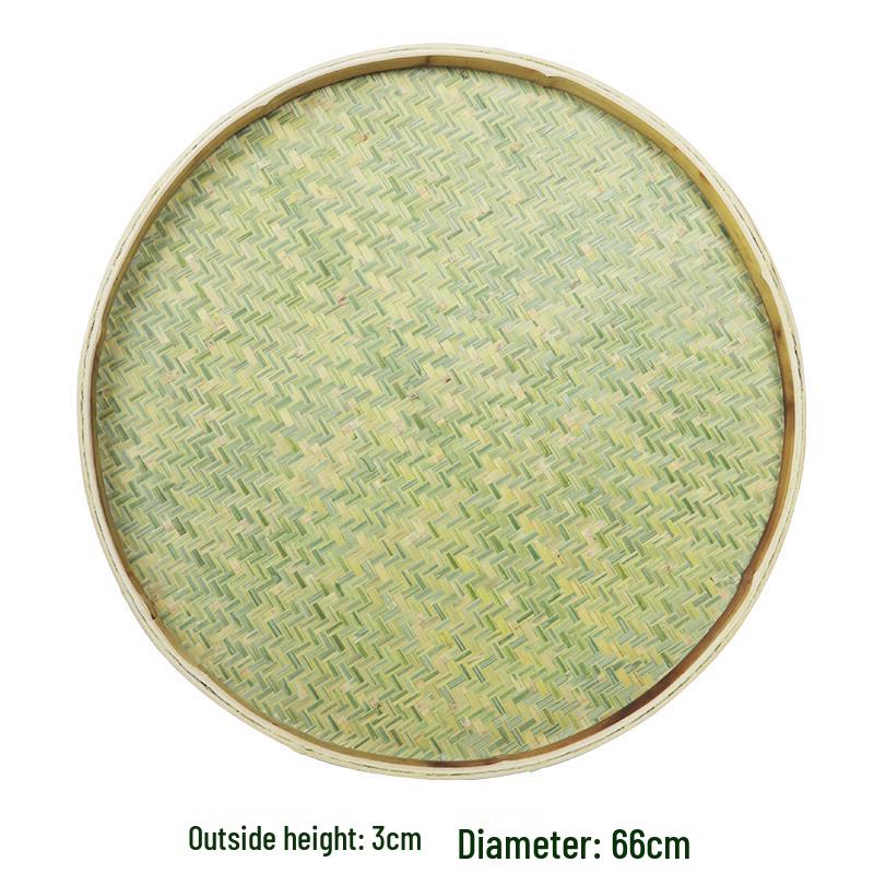 Bamboo Weaving Green Winnowing Basket/Restaurant Sashimi Platter with or without Holes for Drying, Sieving, Tea Sampling, or Decorative Use